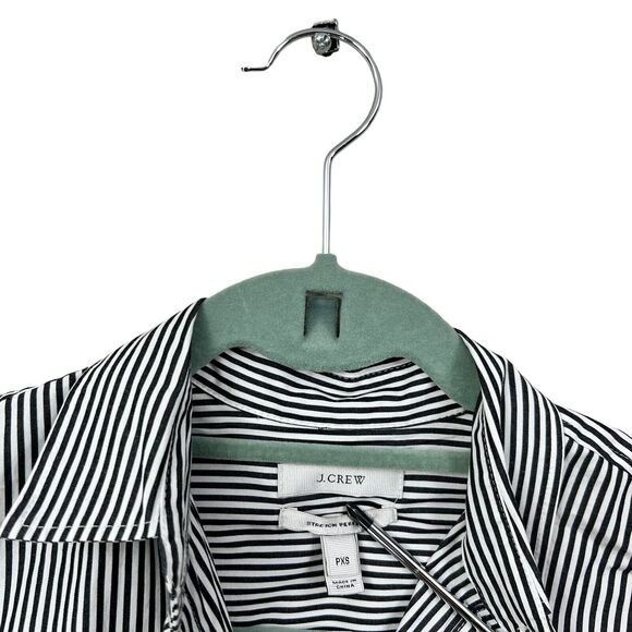 J. Crew Womens Perfect Shirt Stripe Button Up Long Sleeve‎ Shirt Black White PXS - Picture 3 of 5